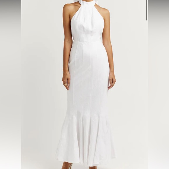 Dissh AISLE WHITE LINEN HIGH NECK DRESS Size 2 - Picture 1 of 5